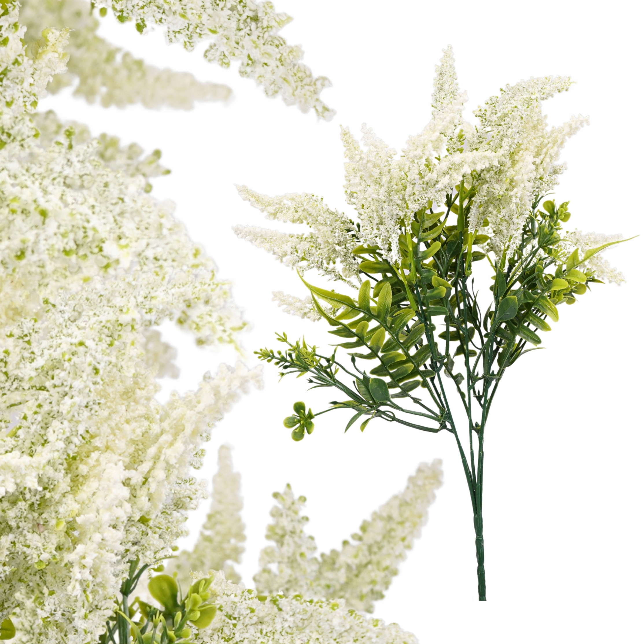 SZTUCZNE KWIATY LIŚCIE WRZOS 37CM DODATEK DO KOMPOZYCJI GĘSTA GAŁAZKA BIAŁA