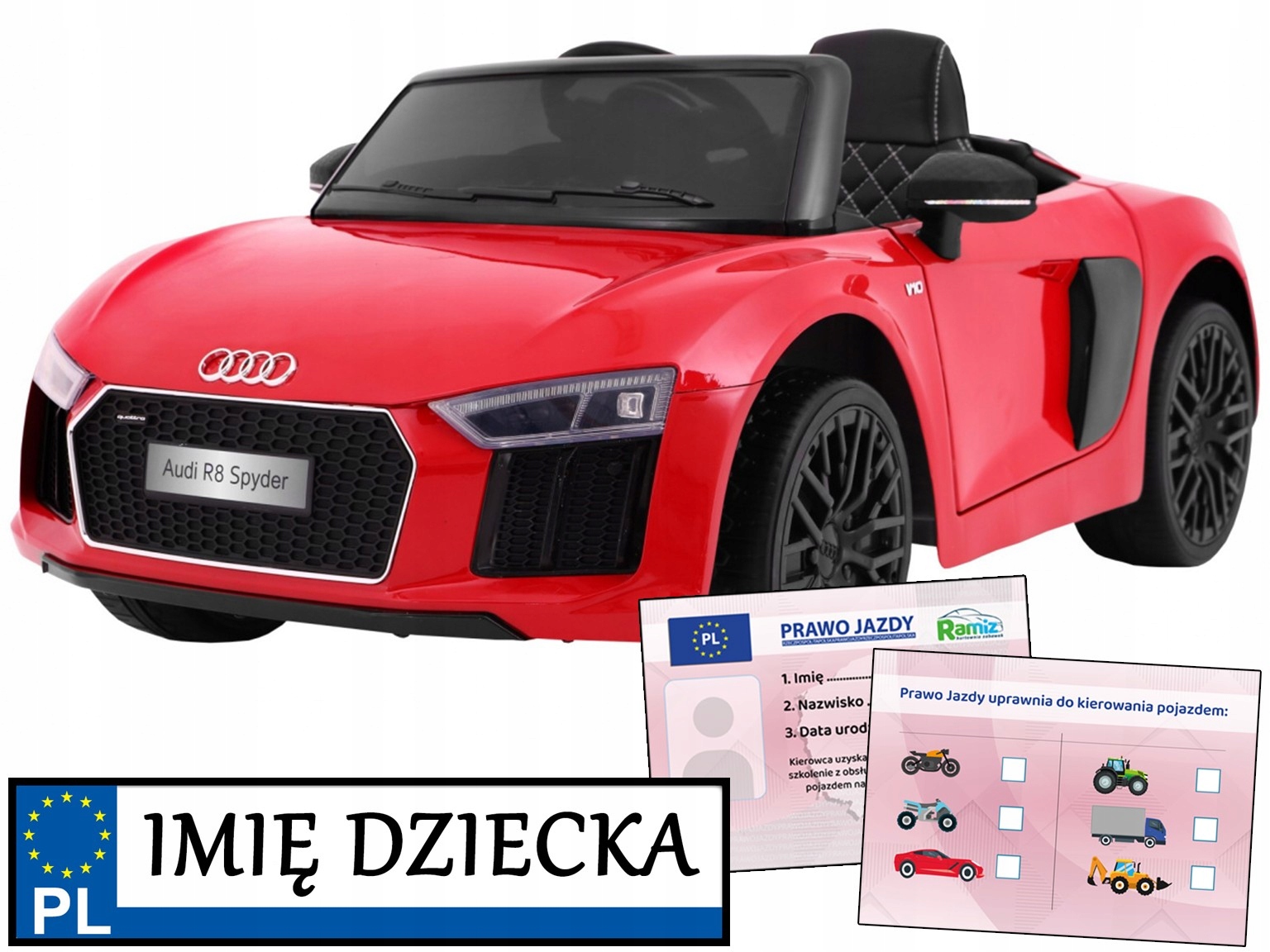 samochodzik Audi R8 Spyder elektryczne autko na akumulator na pilota