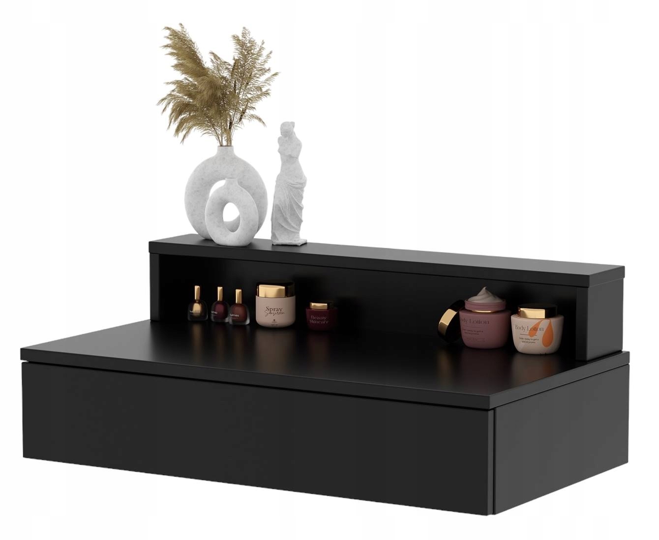 Toaletní Stolek Konzolový Stolek Závěsný Lena 75 Plus Černý Mat 75 CM