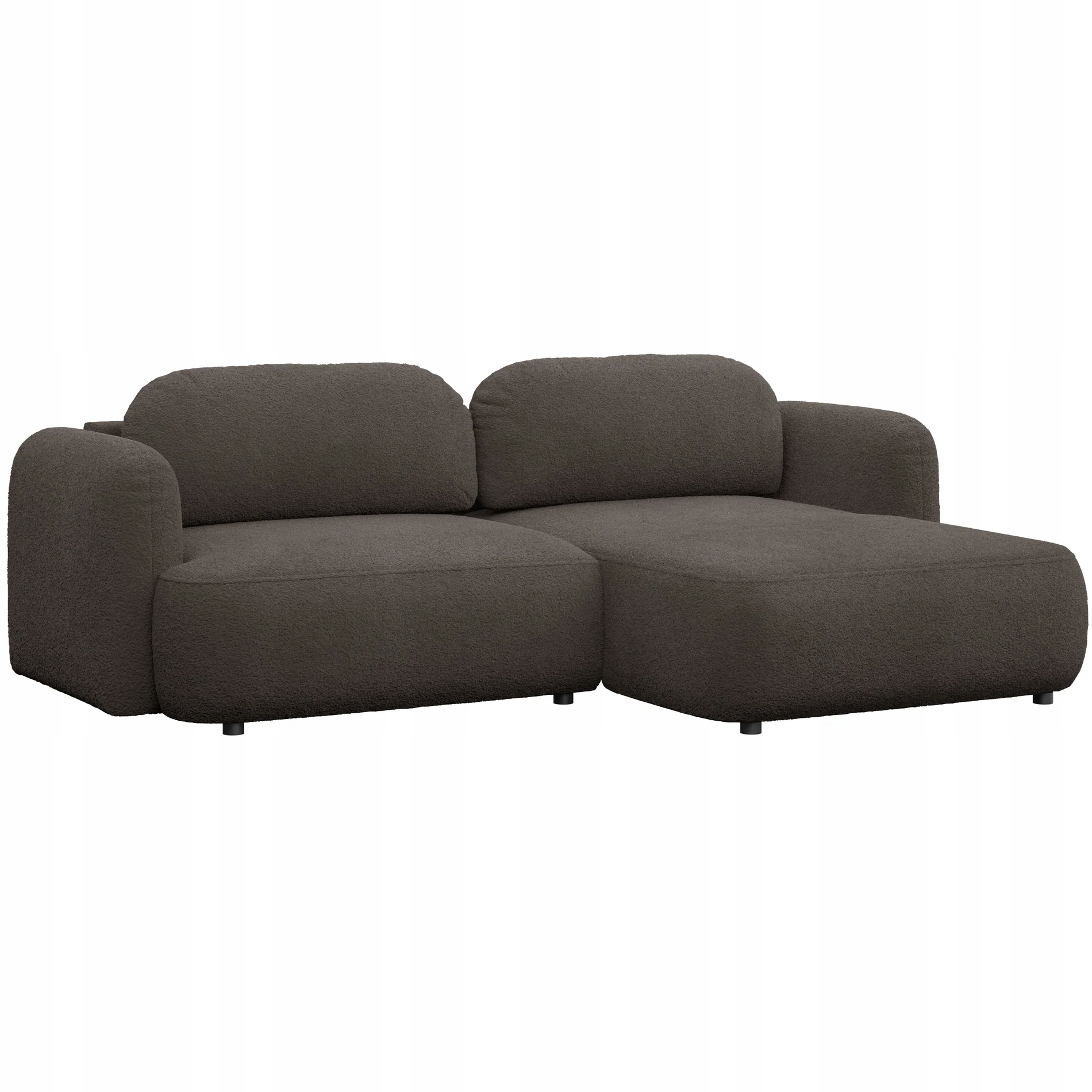 Rohová Sedací Souprava s funkcí spaní Tvoya, pravostranná, hnědá, boucle