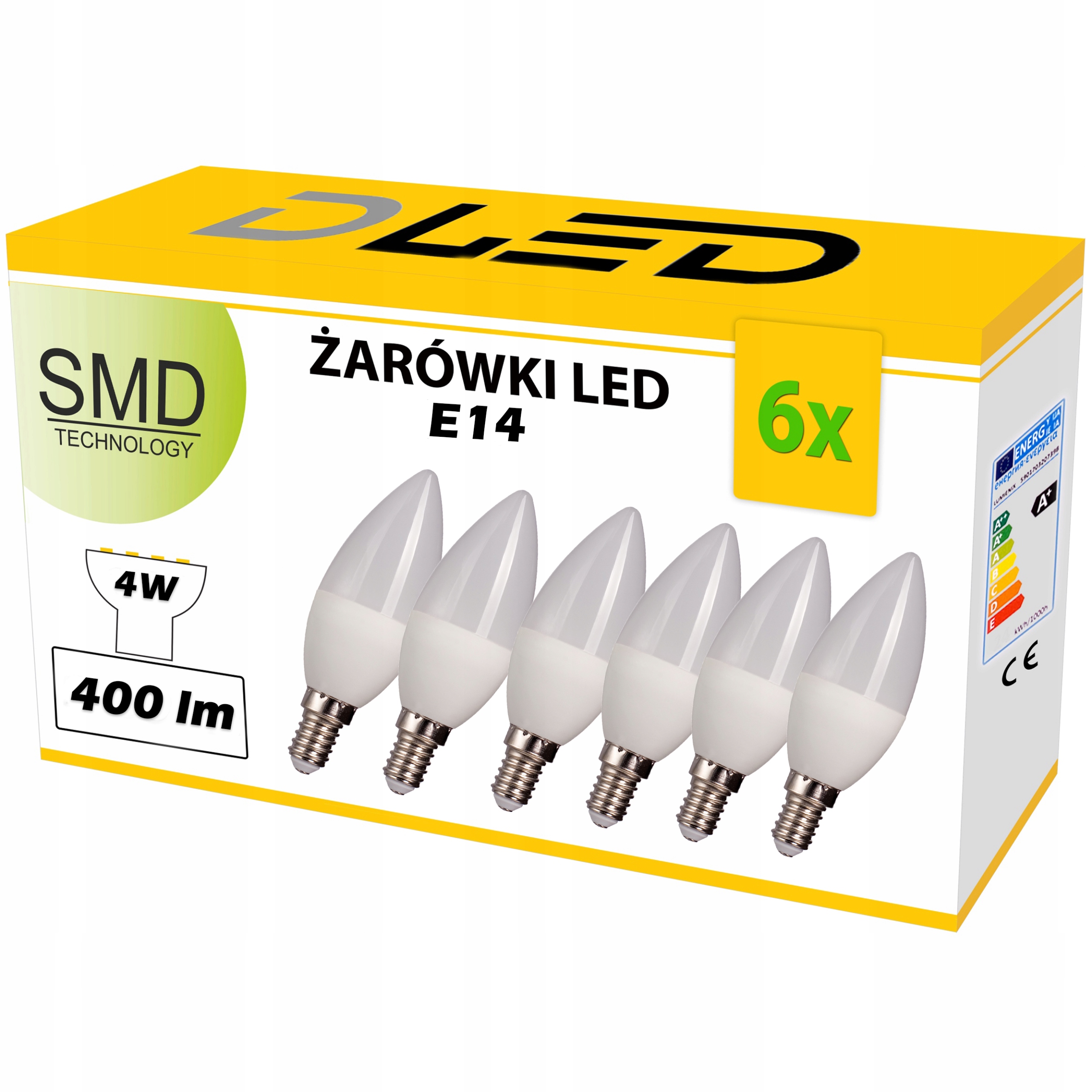 

6x Żarówka Led E14 400lm 4W świeczka Ciepła