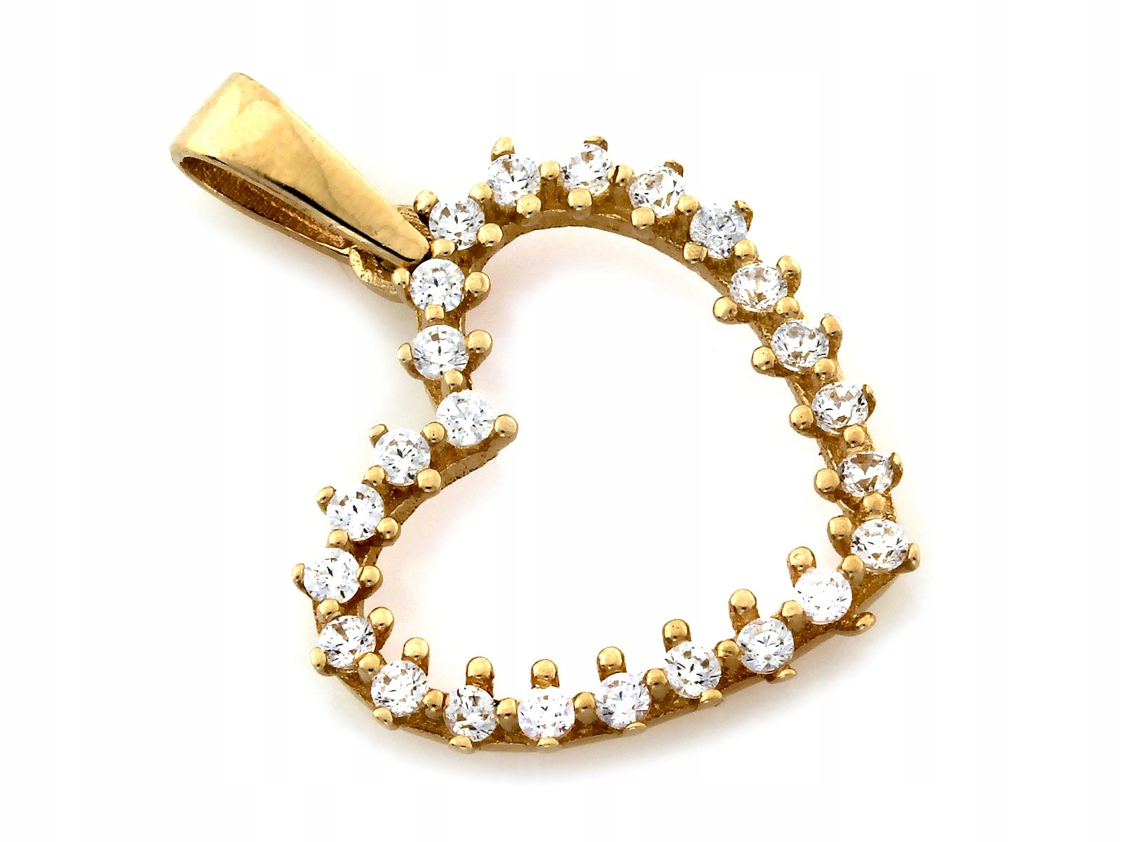 Zlatý přívěsek srdce s zirkony 585 14k, váha 1.02g jako dárek k Valentýnu