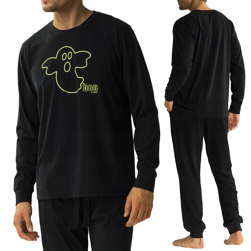 Pánské volné pyžamo Svítící Potisk s dlouhým rukávem Atlantic NMP-378 M