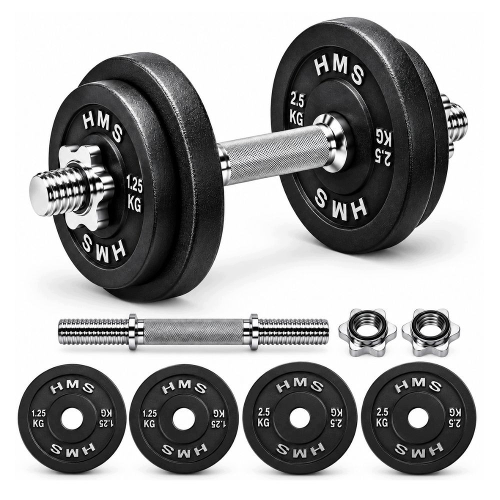 Posilovací činka pro fitness cvičení s vyměnitelnou zátěží 10 kg