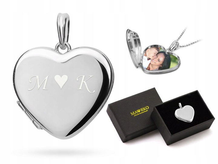 

Srebrny Sekretnik otwierane Serce Grawer ID Gratis