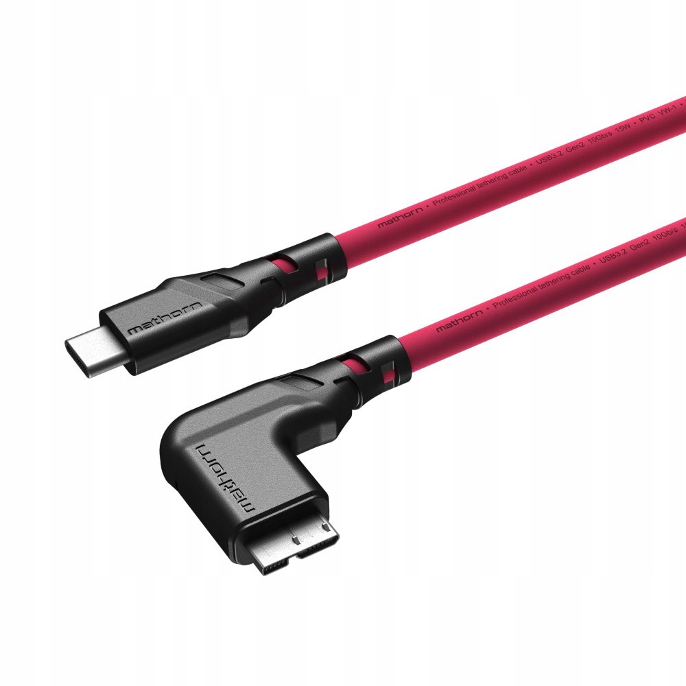 Kabel fotograficzny Mathorn MTC-231M 2m 10Gbps Usb Ca MicroB 90° Magenta