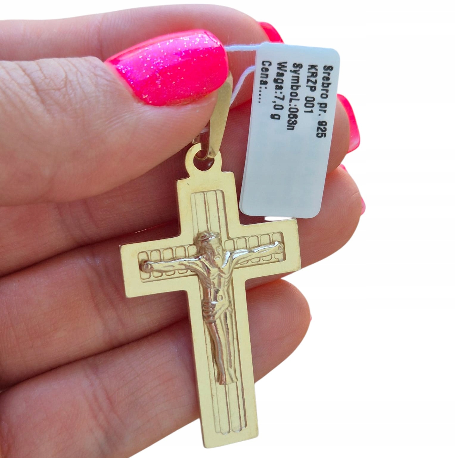 Stříbrný Křížek Pánský Pozlacený Kříž Zlatý Přívěsek Pánský Na Řetízek 925