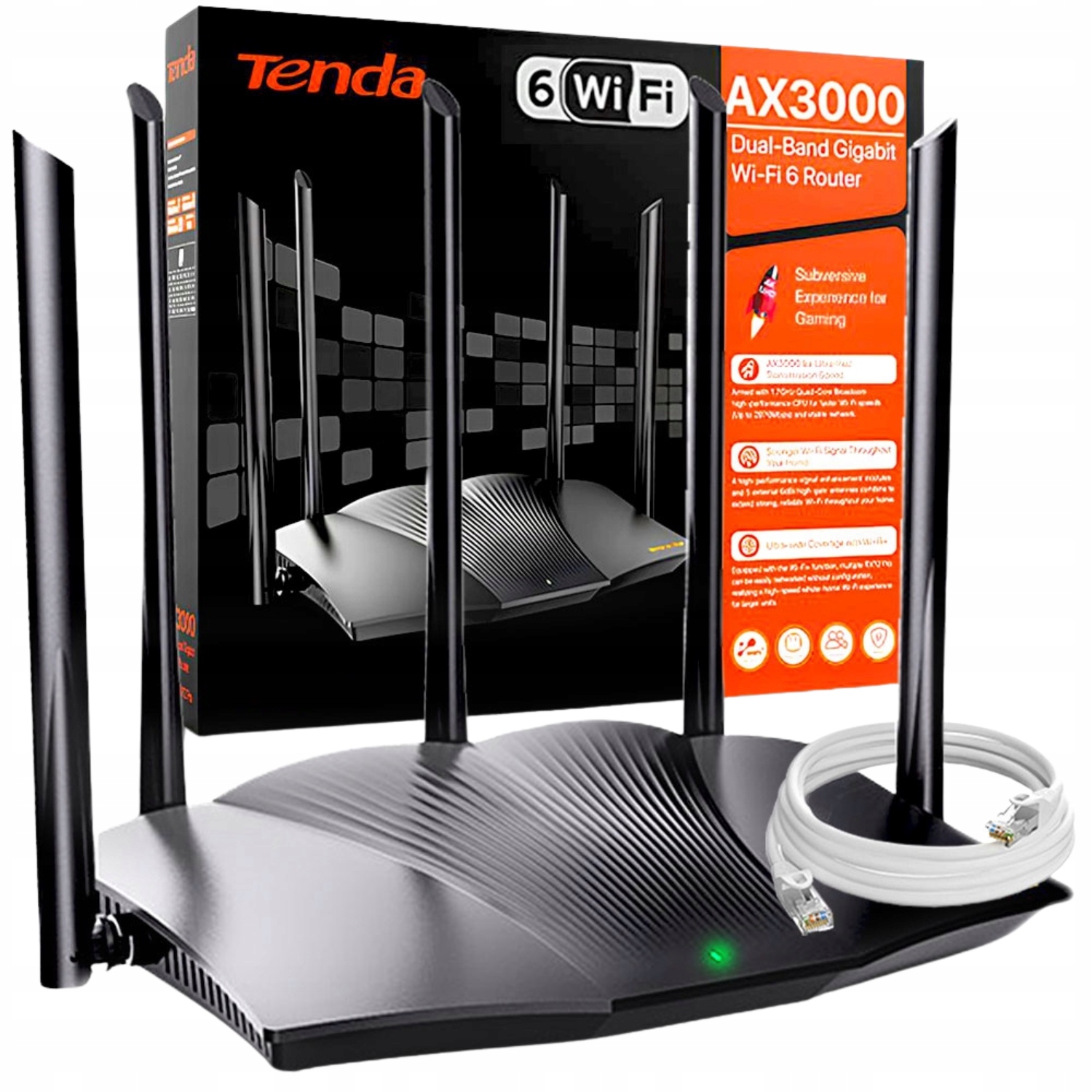 Tenda TX12 Pro WiFi 6 AX3000 Gigabit Mesh WiFi Router 5 Vpn antén