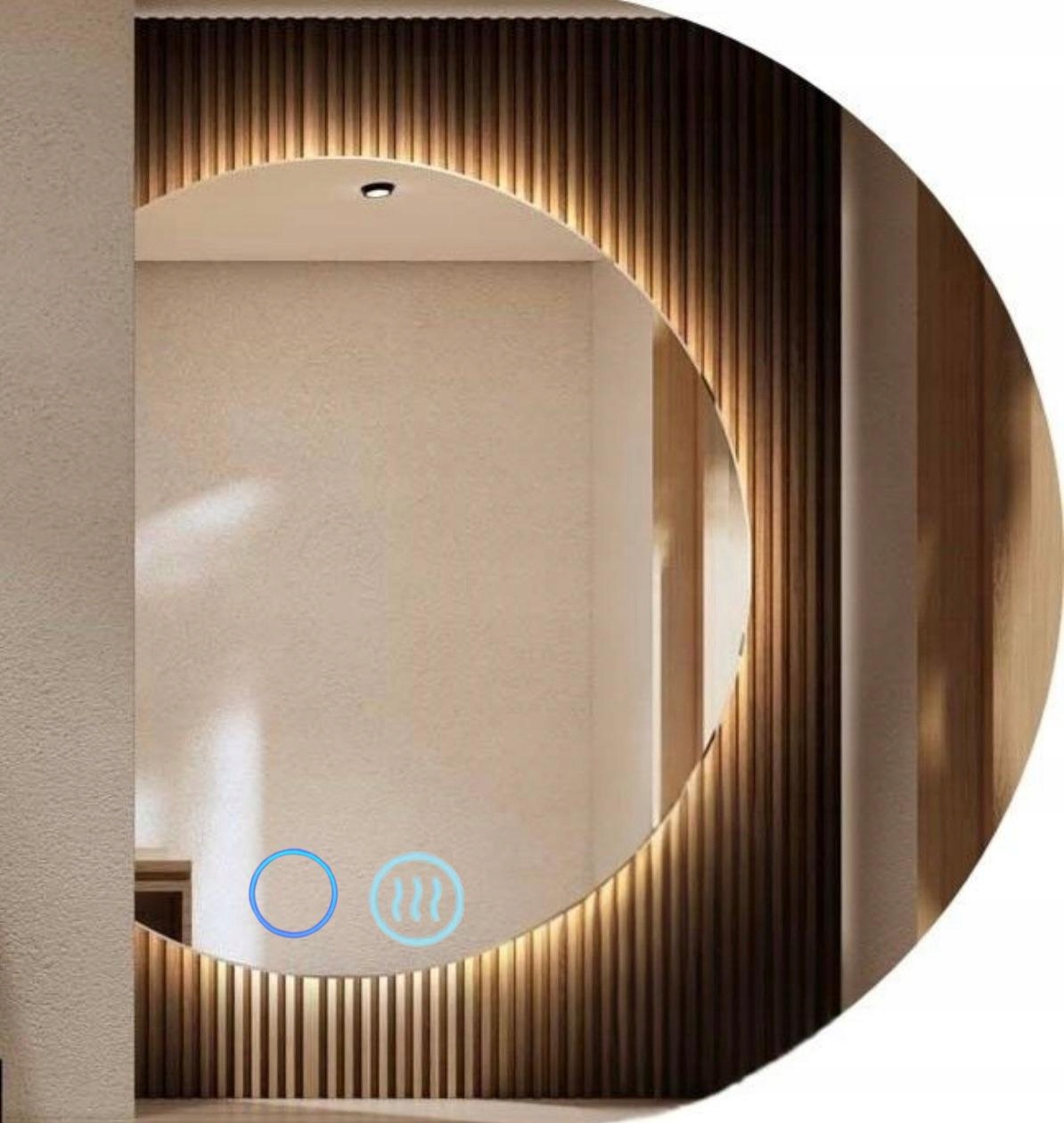 Polkruhové Zrkadlo Led S Rezaným Bokom 80 cm Dotykový Vypínač Proti Páru