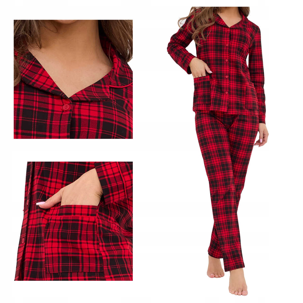 Cornette Dámské bavlněné rozepínací pyžamo Tracy 482/423 červené S