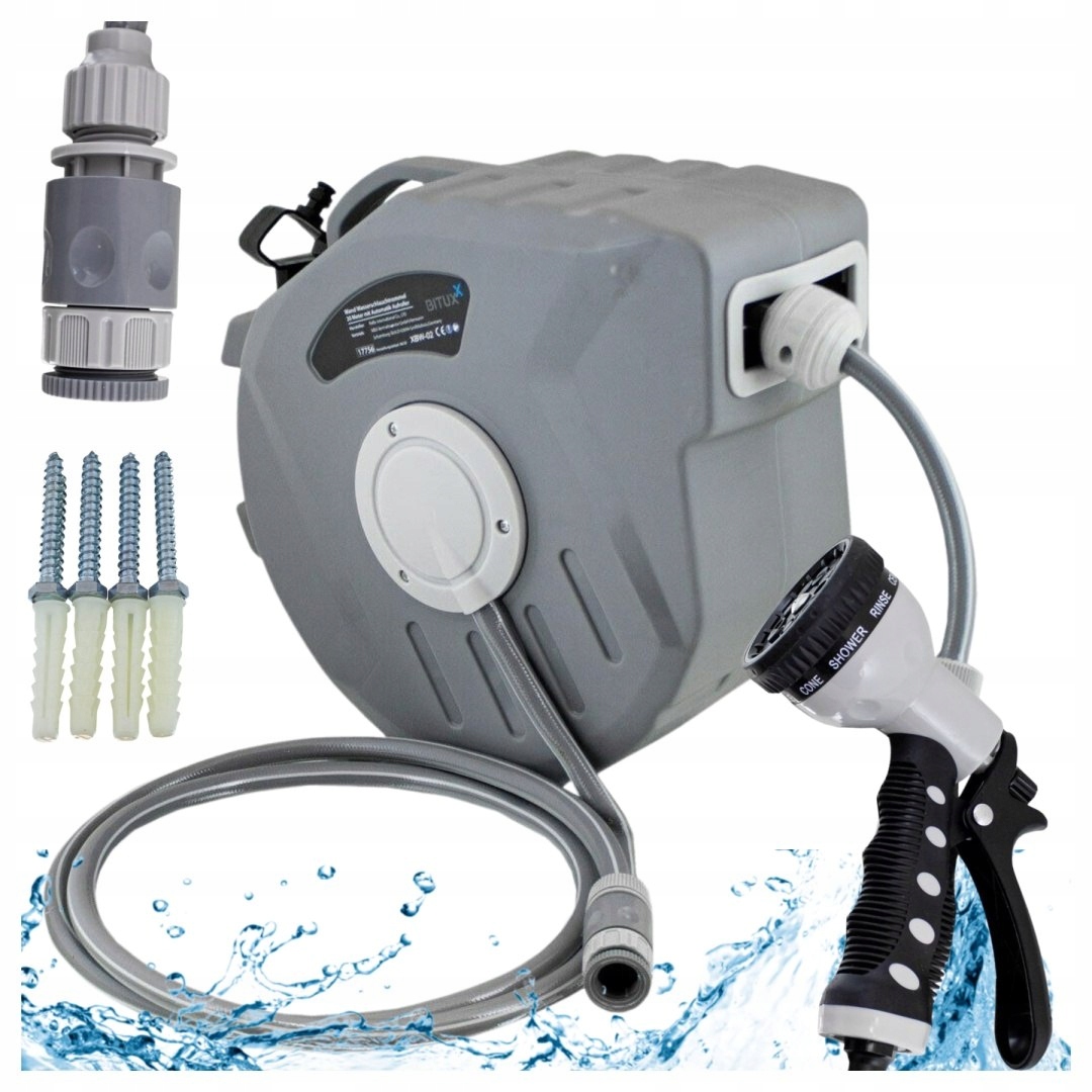 Záhradná hadica 20 m automatický navíjač na stenu, tlaková pištoľ