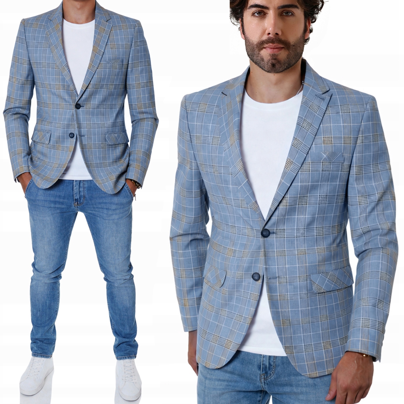 Marynarka Codzienna Casual Sportowa Krata