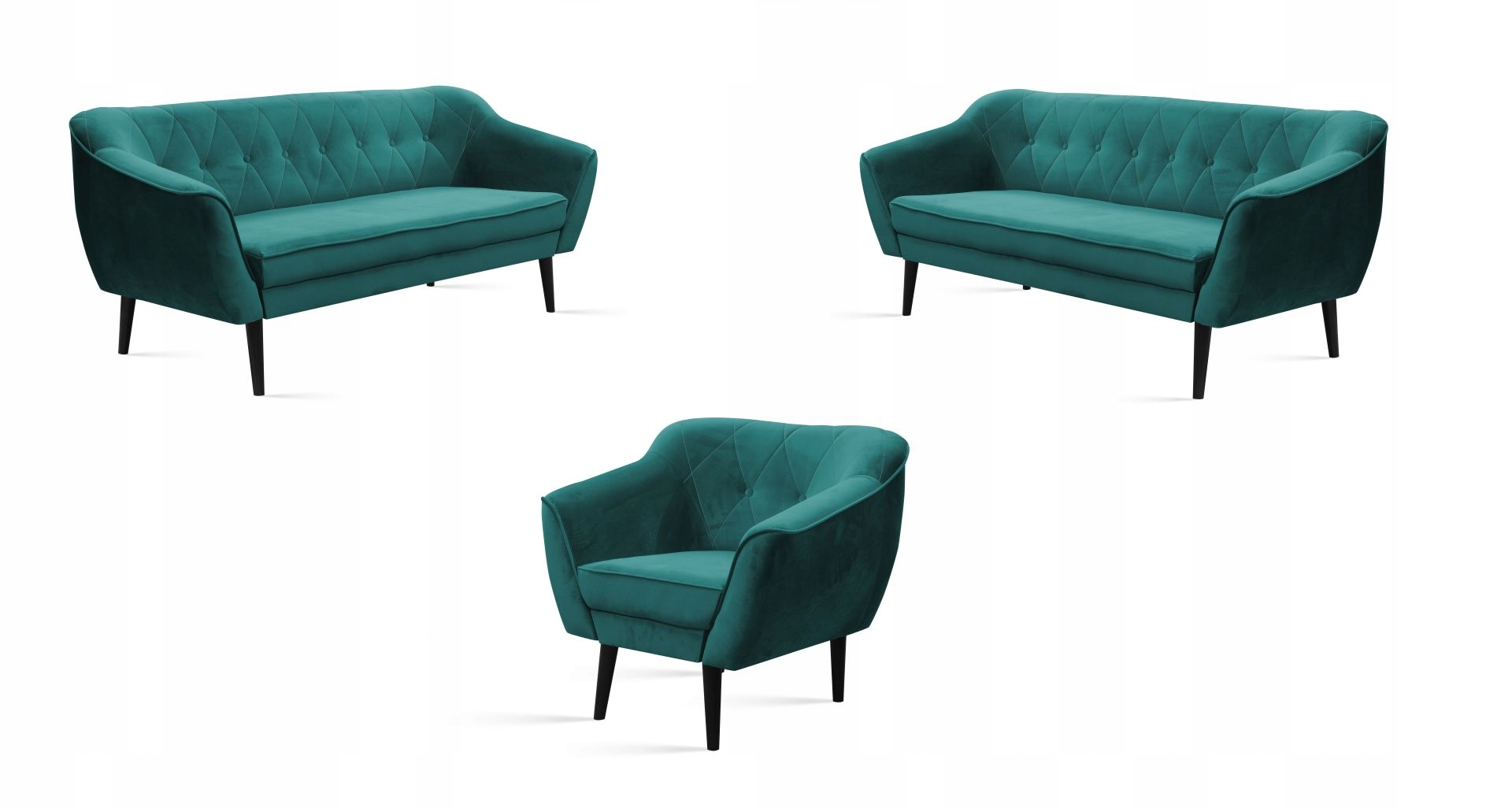 ZESTAW SKANDYNAWSKI 3+3+1 KOLOR ZIELONY