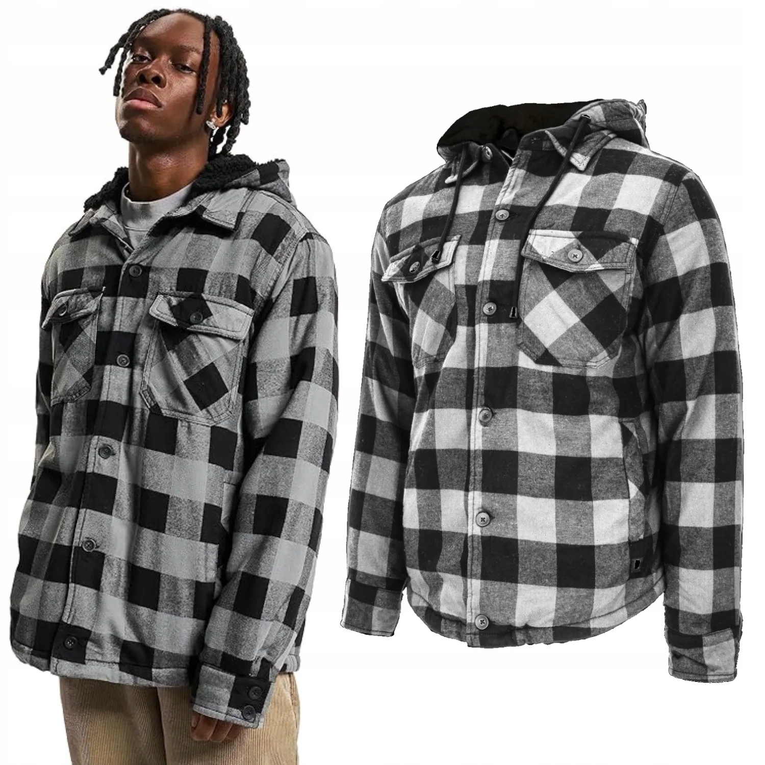 Bunda Brandit Lumber Jacket Hooded Black/Charcoal XL [XL]
