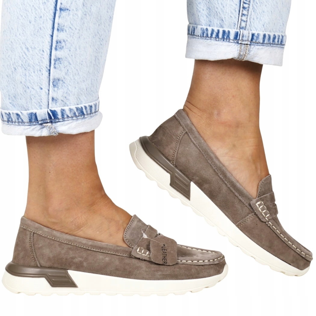 Dámské boty Mokasíny Kožené Polobotky Nazouvací Měkké Pohodlné Hnědé Béžové