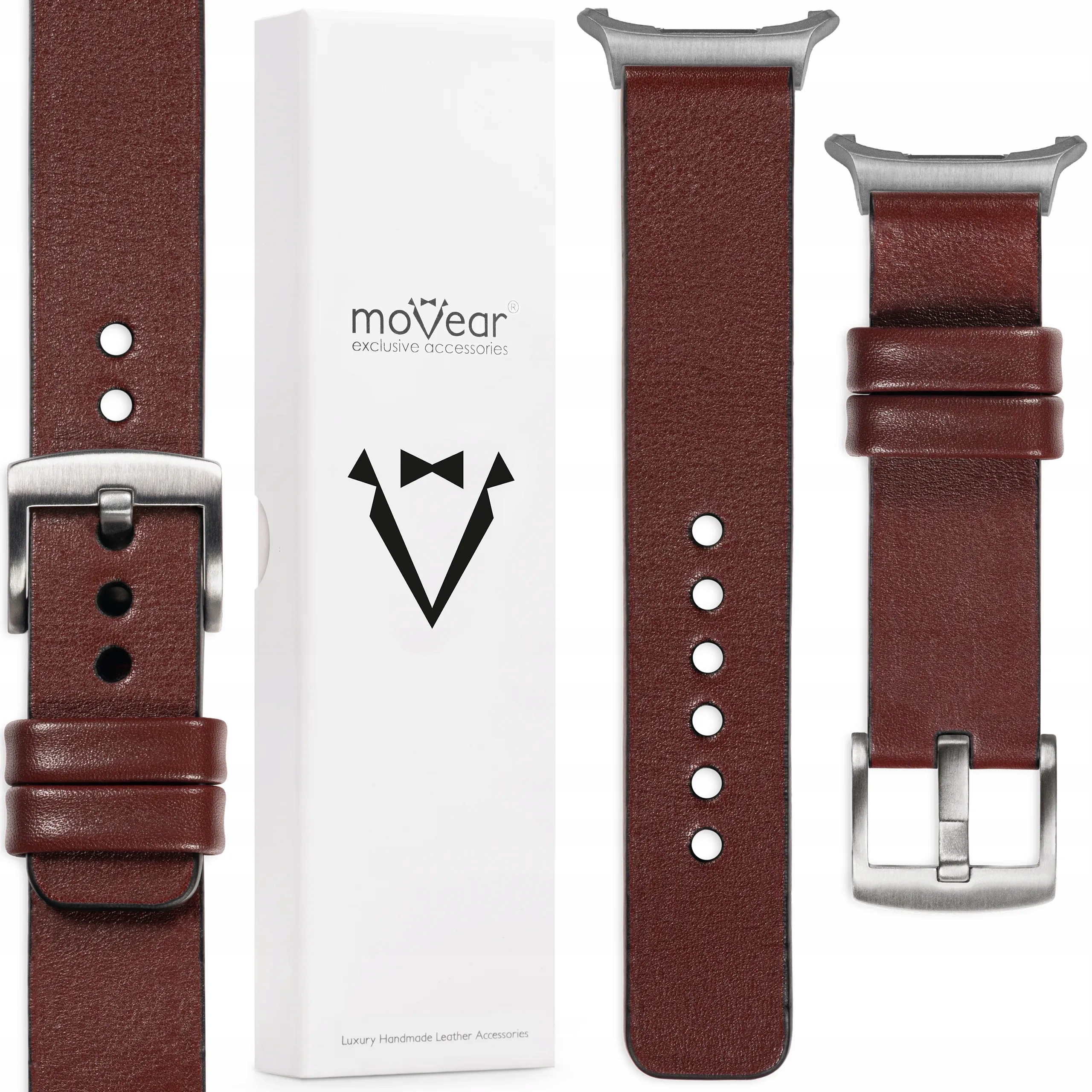 Pásek pro Samsung Galaxy Watch Ultra 22 mm Kaštanový kožený premium Movear