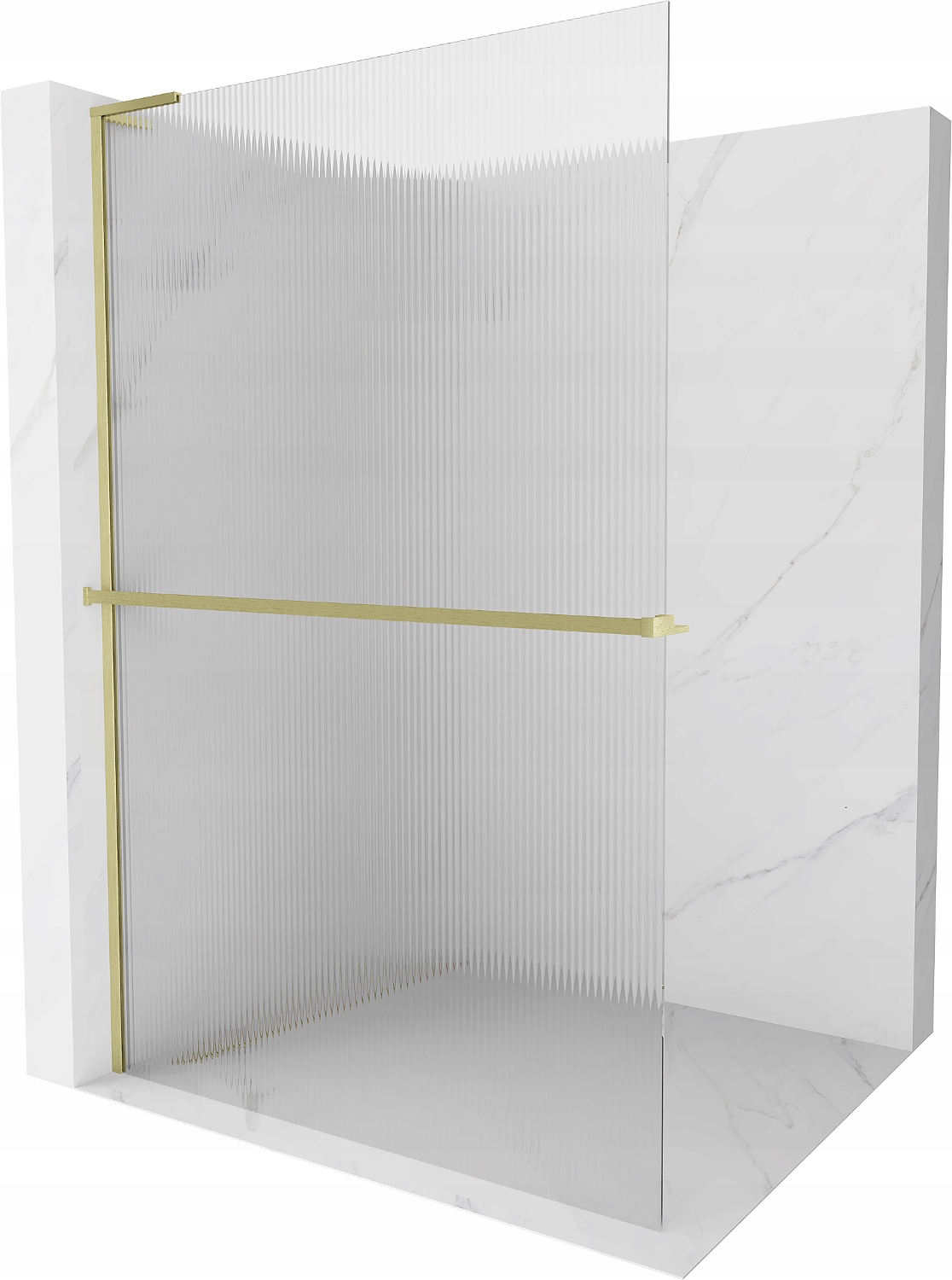 Mexen Kioto+ L Sprchová zástěna s policí Walk-in 100x200 cm pruhy zlato