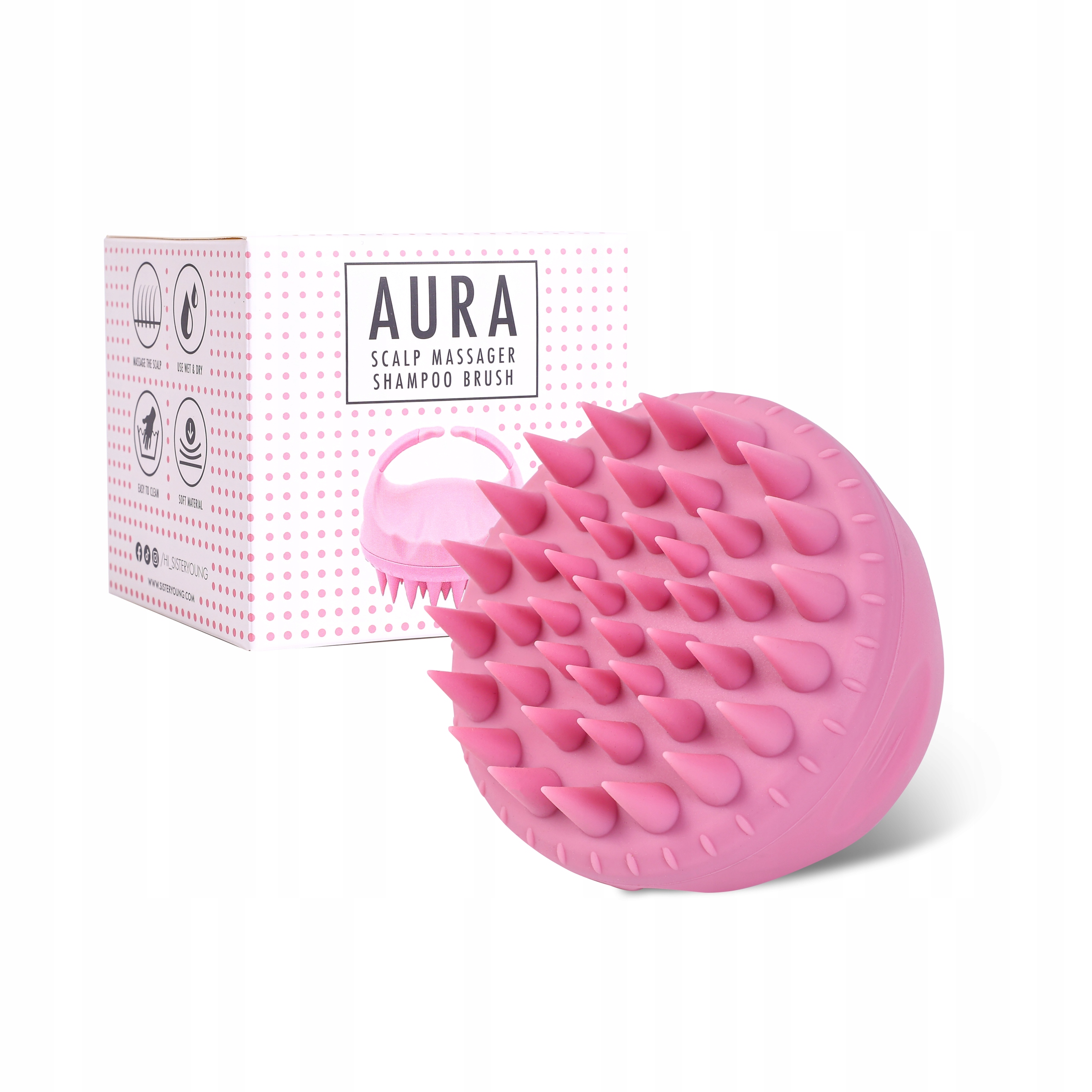 Kefa Masážny prístroj na umývanie a masáž hlavy vlasov AURA ružová