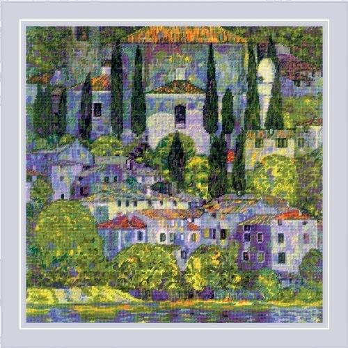 Riolis 2338 Cypřiše podle Klimta – sada pro křížkovou výšivku 40 x 40 cm