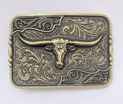 Byk longhorn klamra brązowa western kopla zapinka spinka