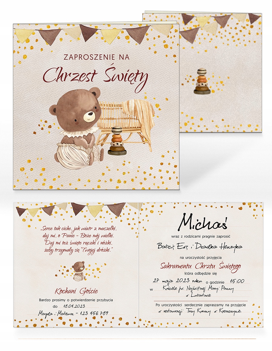 ZAPROSZENIA NA CHRZEST BOHO -3 SZT + KOPERTA EKO Rodzaj chrzest