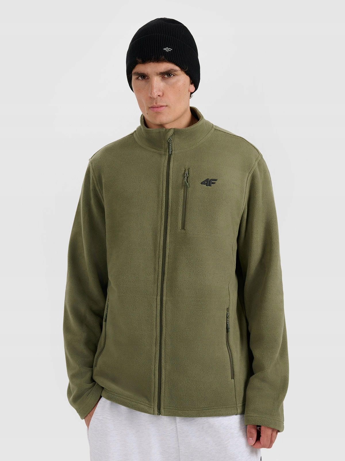 Pánská fleecová mikina 4F Regular Fleece se stojáčkem khaki XL