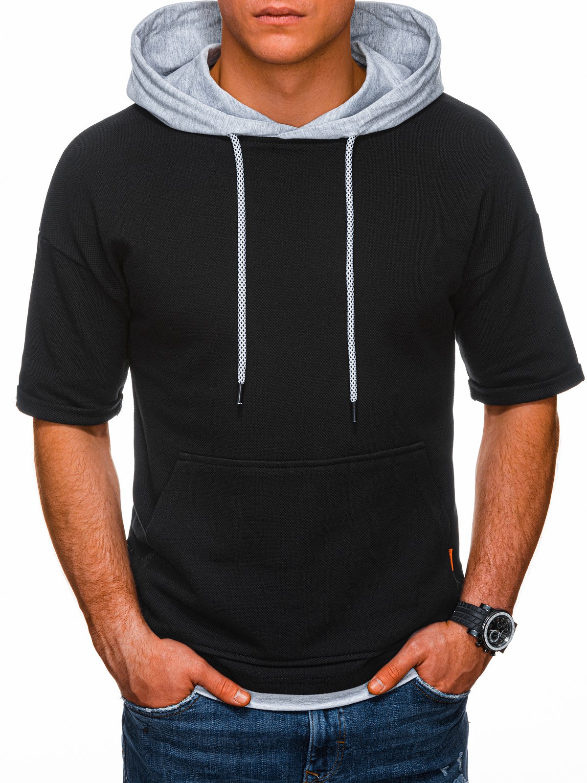 

Bluza męska z krótkim rękawem B1221 czarna M