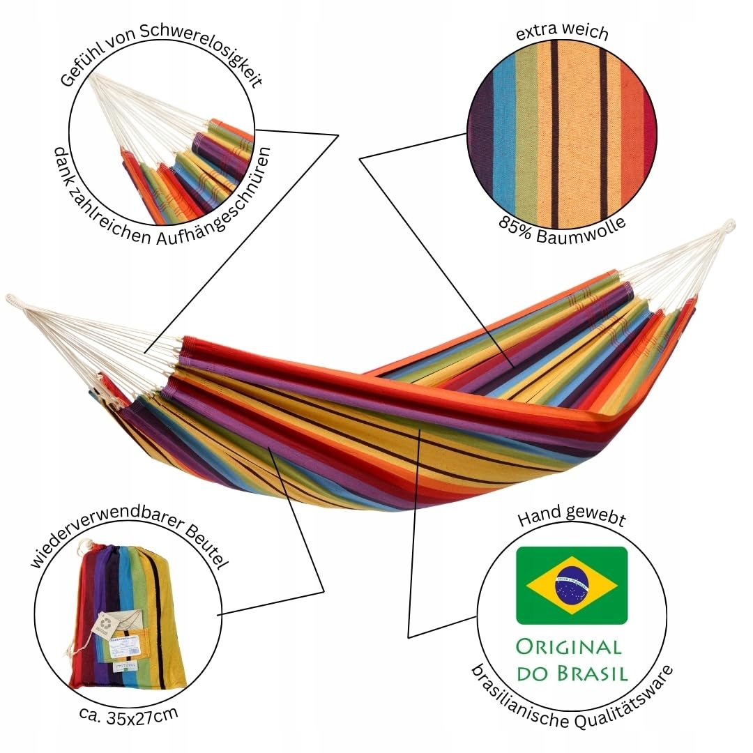 AMAZONAS XL Hamak Barbados Tęcza 200 kg 230x150 cm — miniatura 2