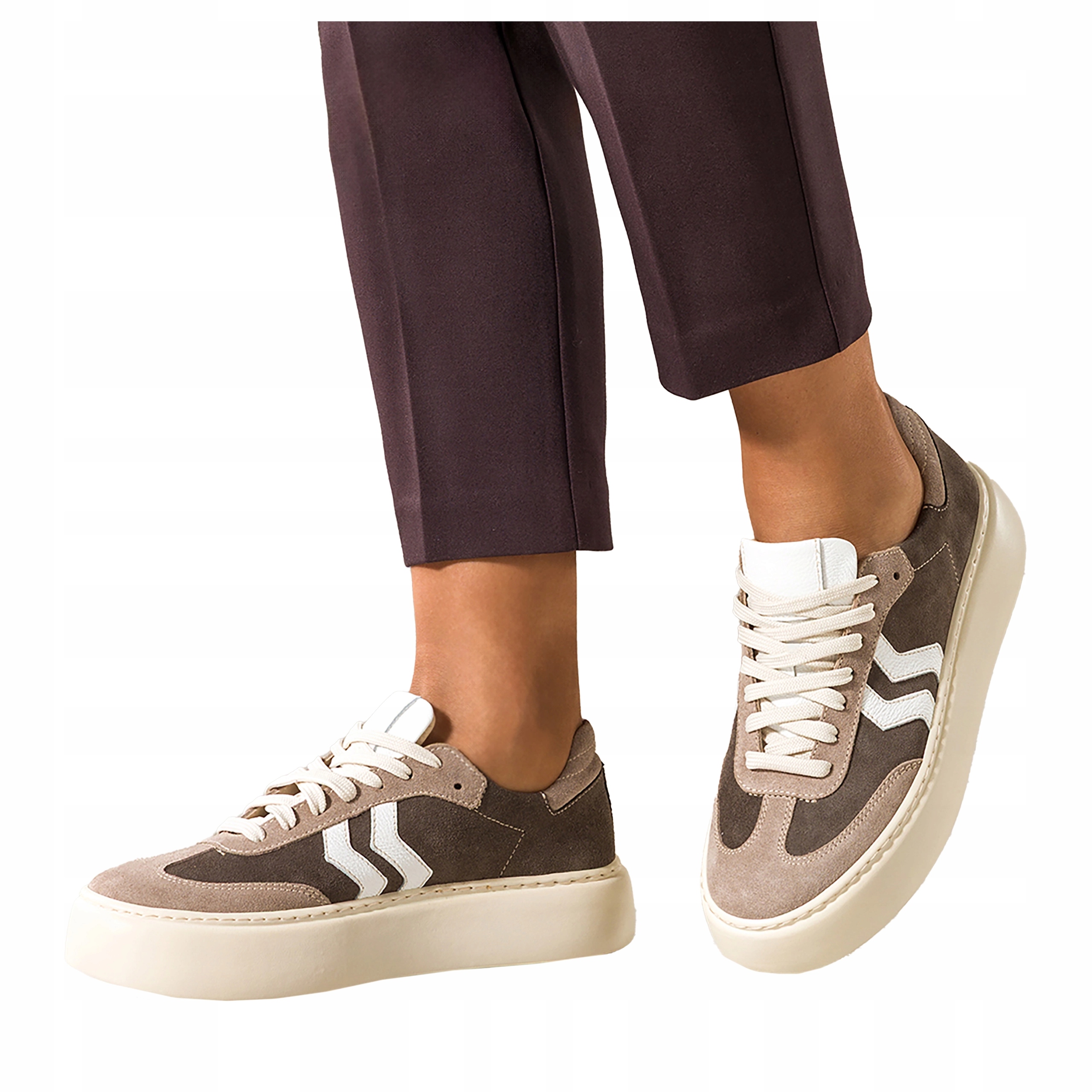 Dámské kožené tenisky Hnědé Pohodlné Platforma Produkt Polský vel. 40