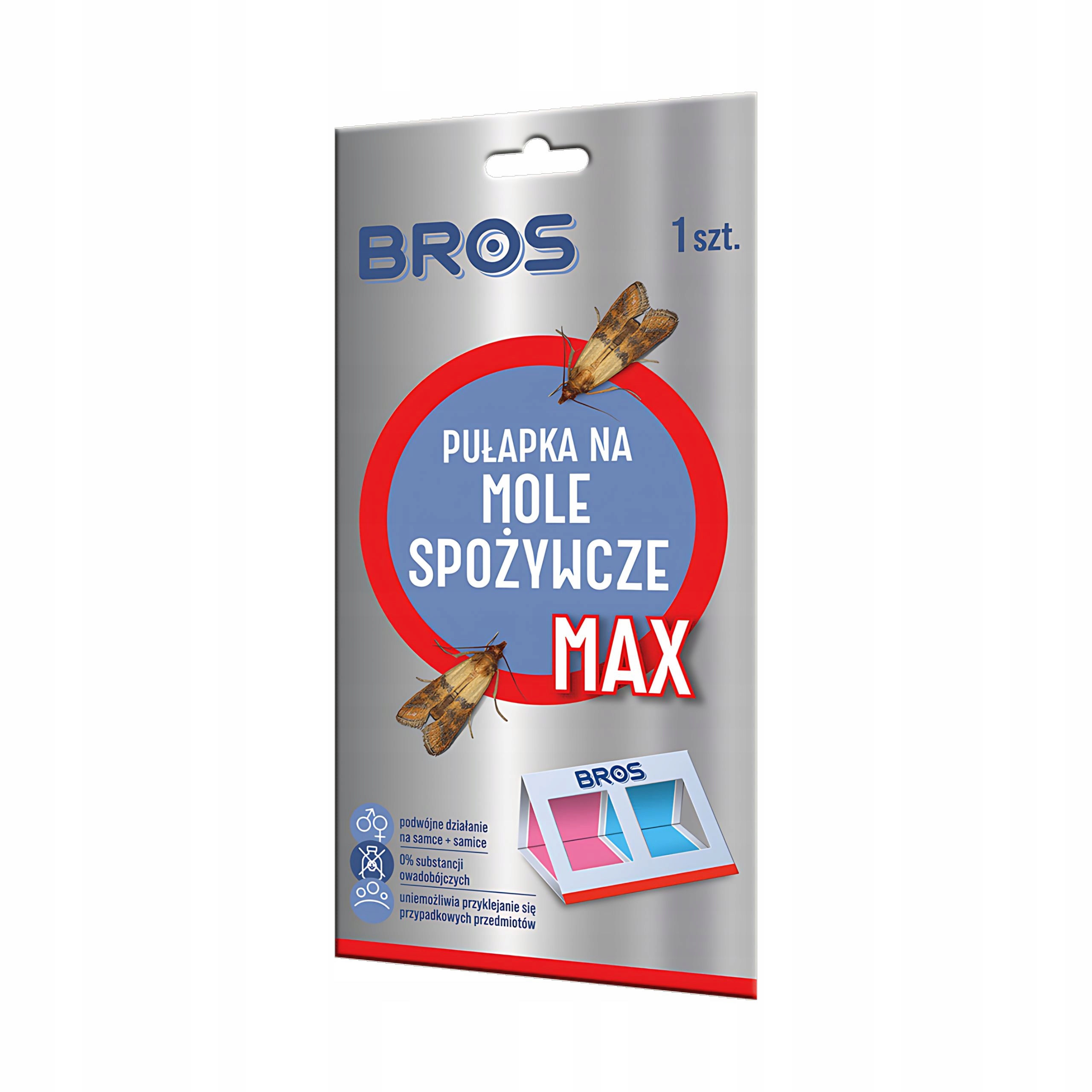 BROS PUŁAPKA NA MOLE SPOŻYWCZE MAX BEZ SUBSTANCJI OWADOBÓJCZYCH LEP 1SZT.