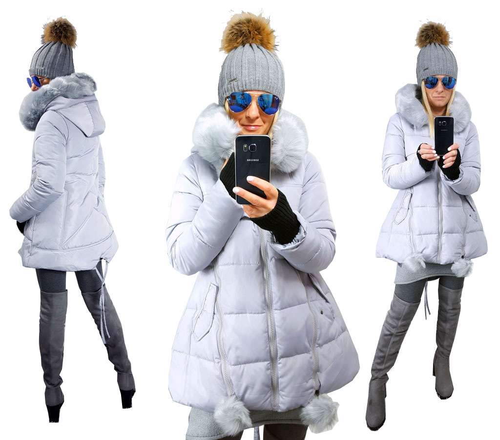 

Asymetryczna Kurtka Parka Gwiazda Kaptur Futerk Xs