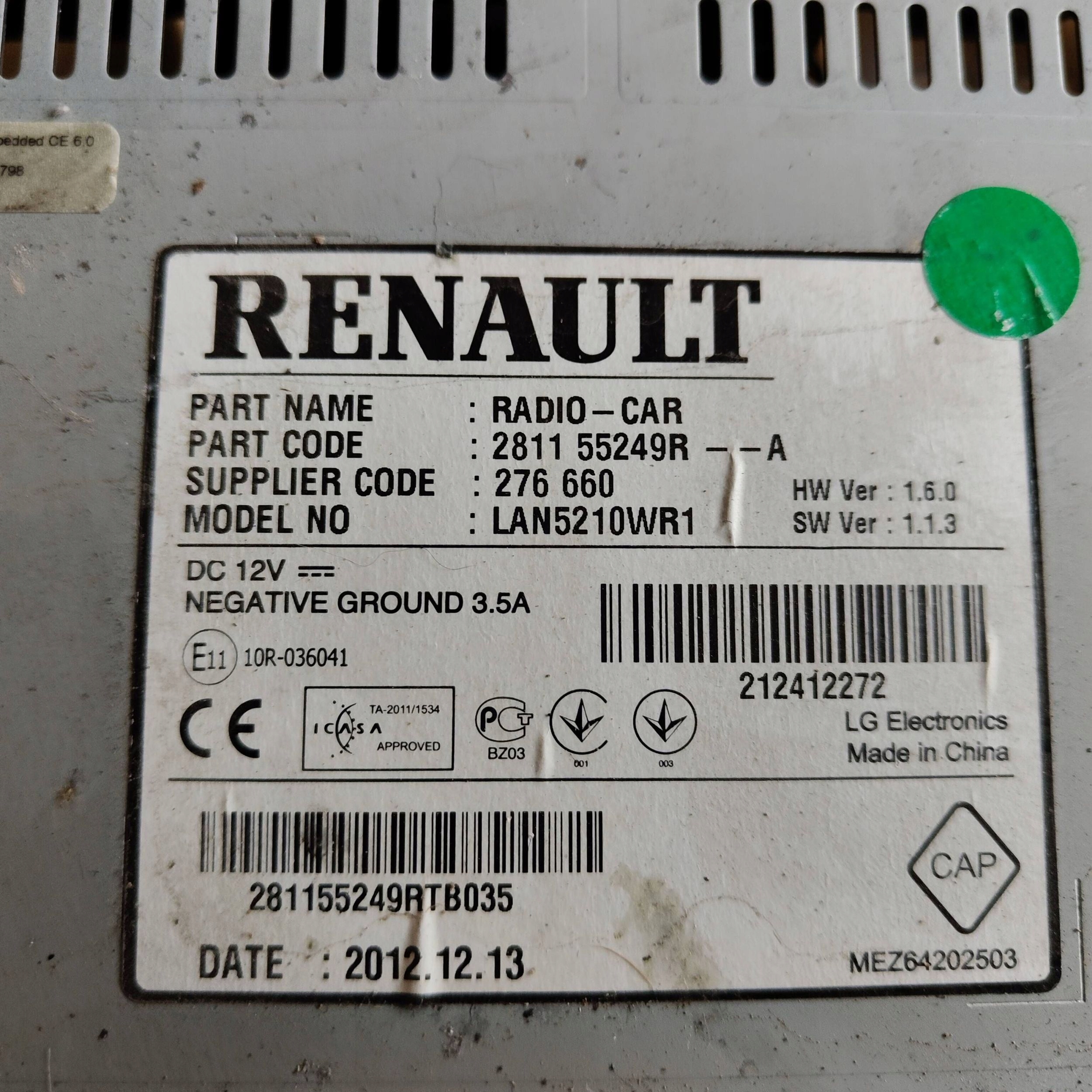 Stacja multimedialna Renault Clio IV 281155249R