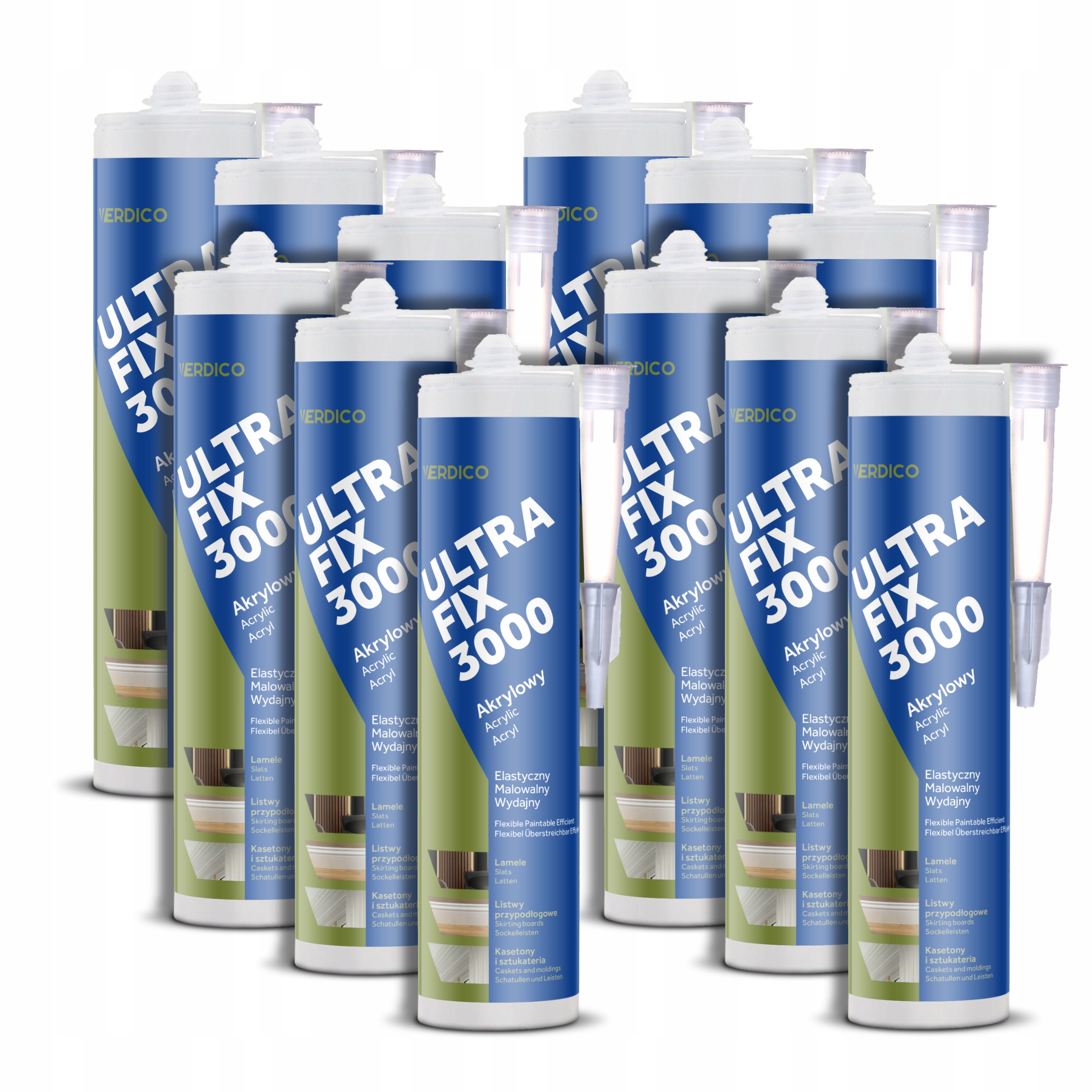 Montażowy Klej Akrylowy Do Kasetonów Listew Paneli 280ml 12szt ULTRAFIX300