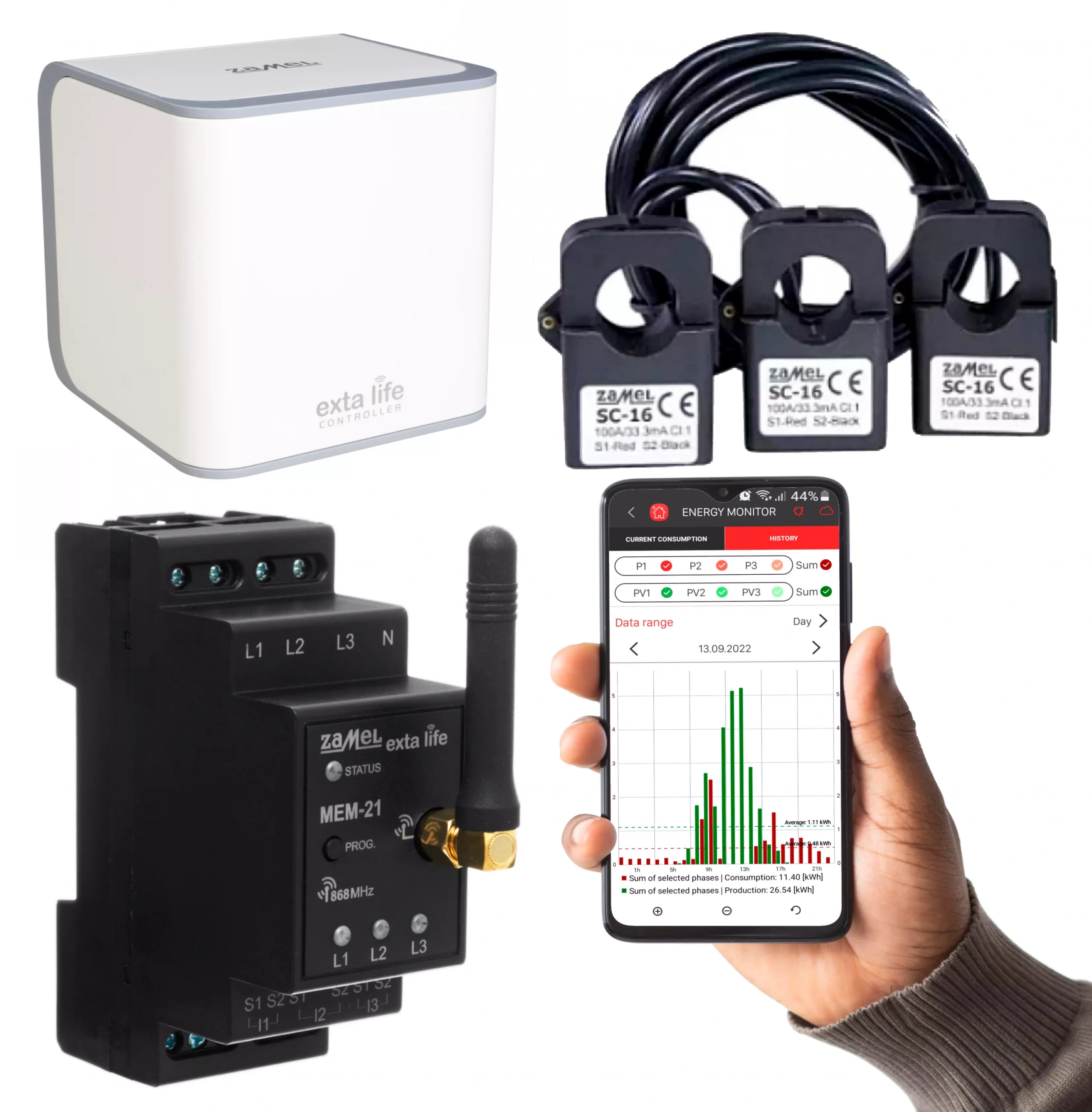 Súprava na monitorovanie merania energie prúdu WiFi Zamel Exta Life