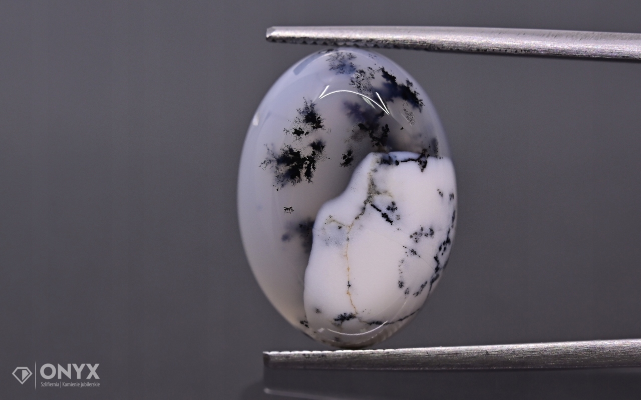 Dendritový achát z Turecka kabošon ovál 18x13 mm