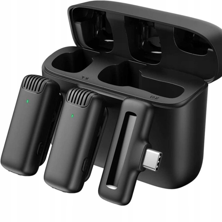 2X MIKROFON KRAWATOWY BEZPRZEWODOWY USB-C + ETUI Model 2xUSB-C