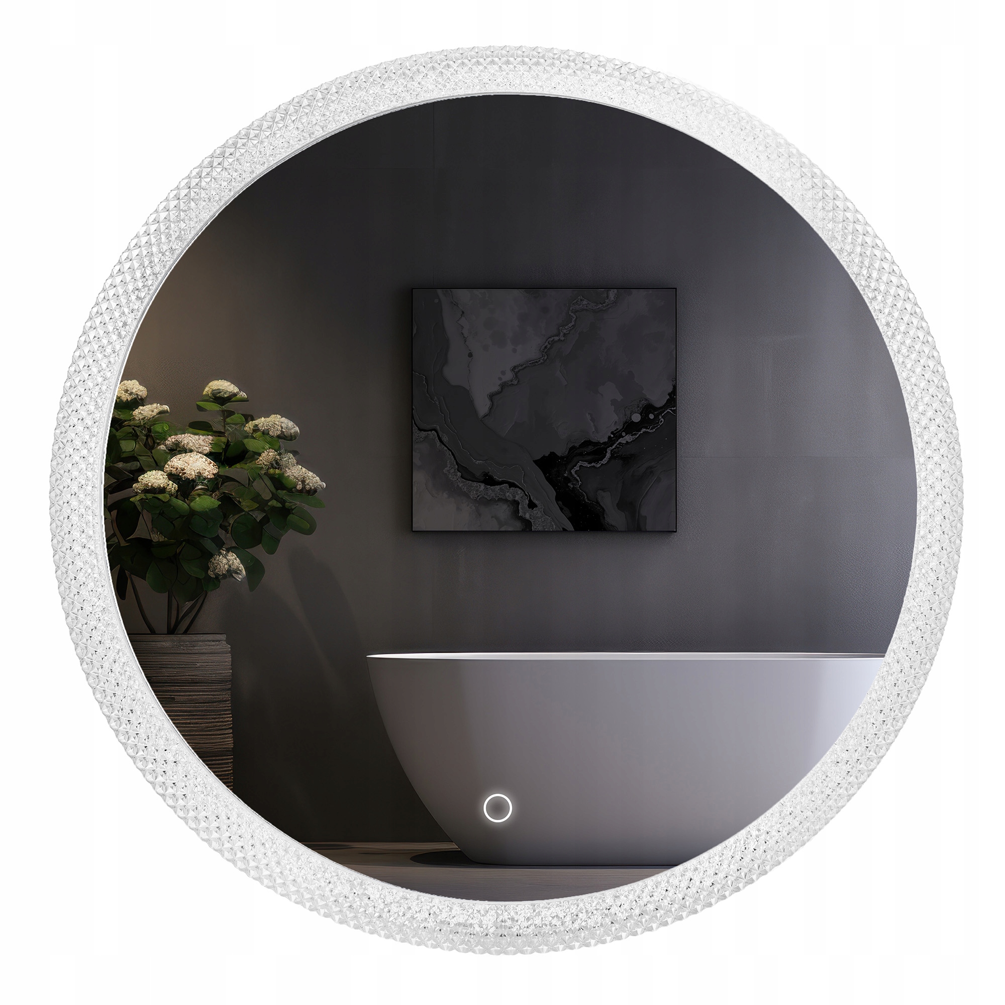 Křišťálová Zrcadla Zrcadlo Kulaté Led Rea YH-3563 Koupelnové 60x60 cm