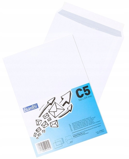 

Koperta C5 do formatu A5 biała 25szt. Bantex