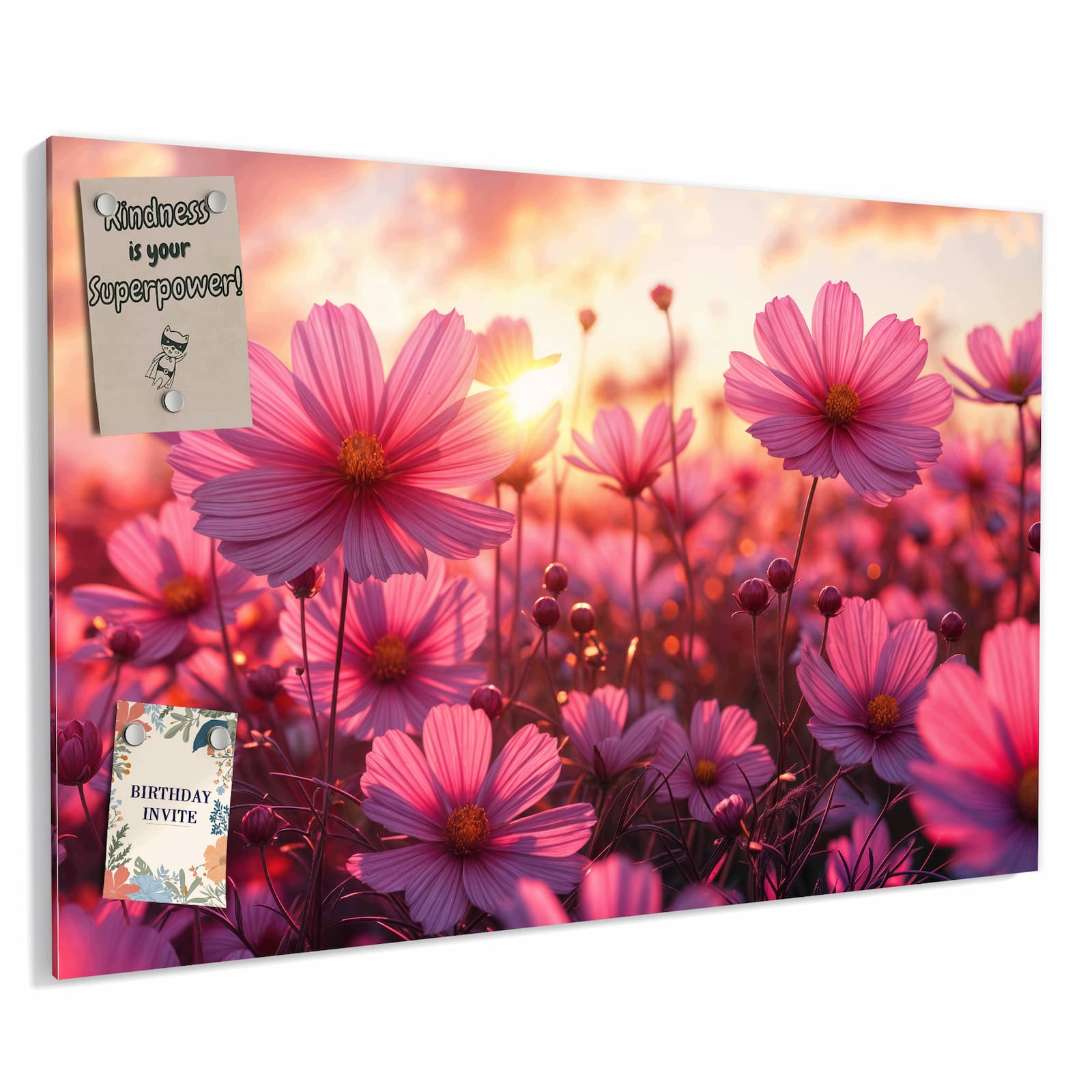 Magnetická tabule Pole květin Západ slunce 60 × 40 cm