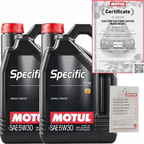 MOTUL SPECIFIC 0720 5W30 10L RENAULT RN0720 MB 226.51 + ZAWIESZKA