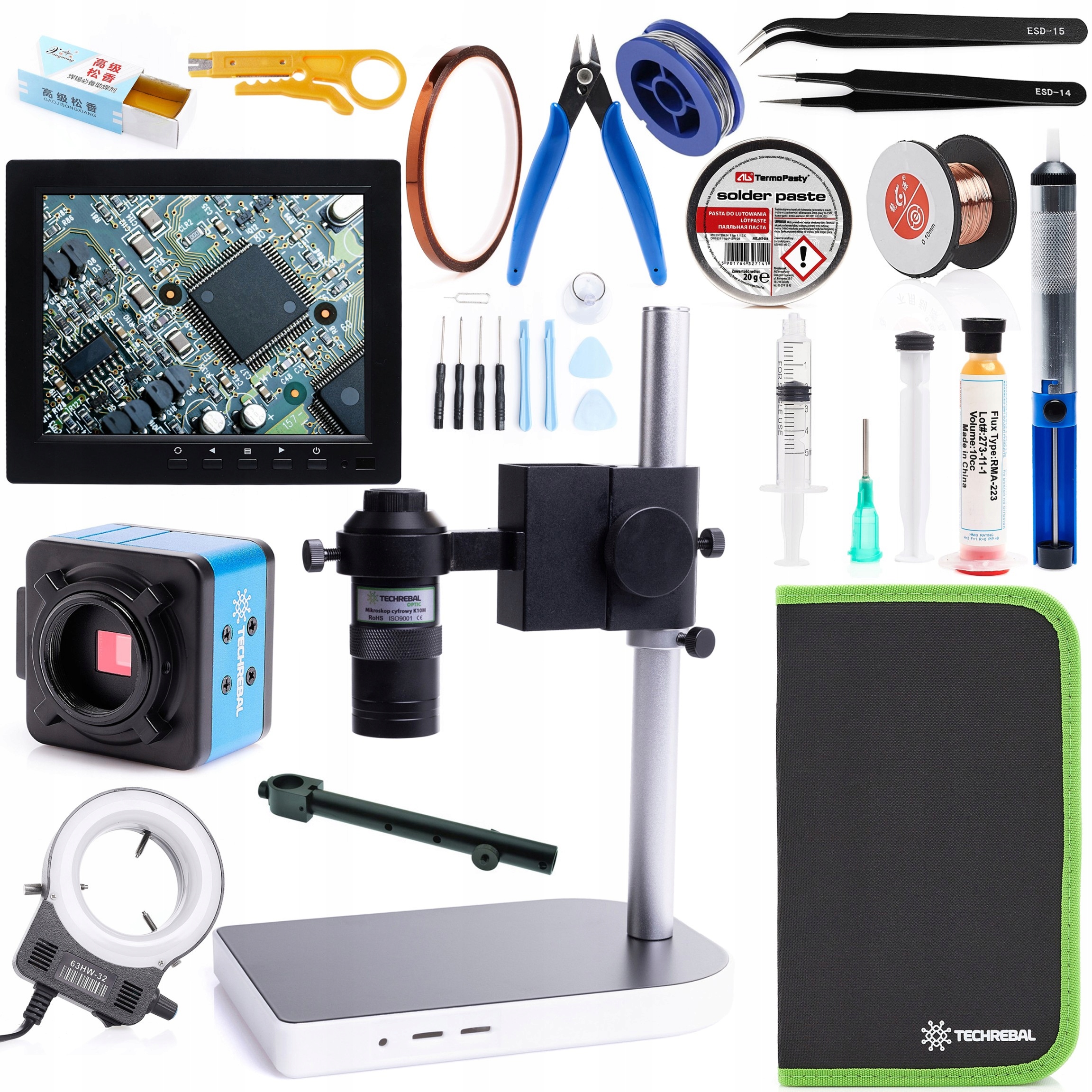 Digitální Mikroskop K10M Techrebal Kamera 5MP Monitor Příslušenství Pro Pájení