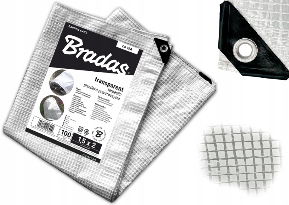 PLANDEKA PRZEZROCZYSTA ZBROJONA 2 X 3m WZMACNIANA WODOODPORNA MOCNA