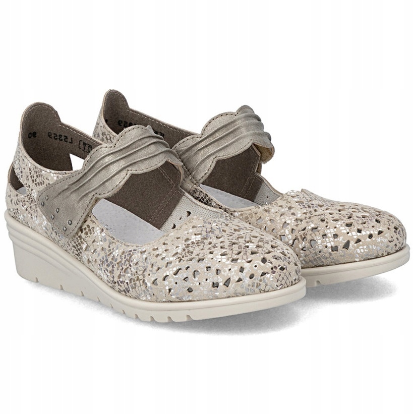 Dámské ažurové polobotky Rieker L5359-90 Metallic Koža Vel. 38