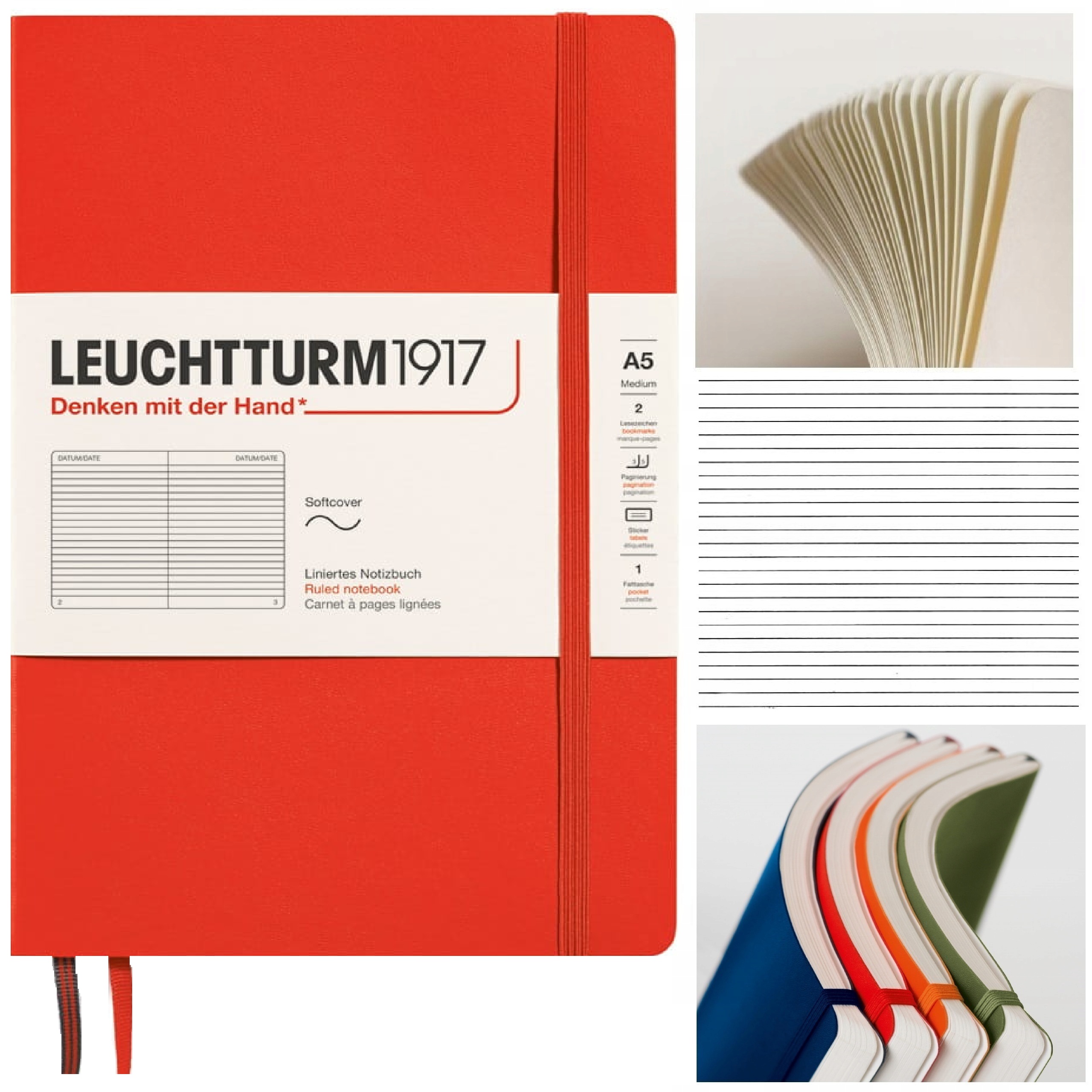 LEUCHTTURM1917 Notatnik Notes A5 Linia Miękki zeszyt w linię Lobster