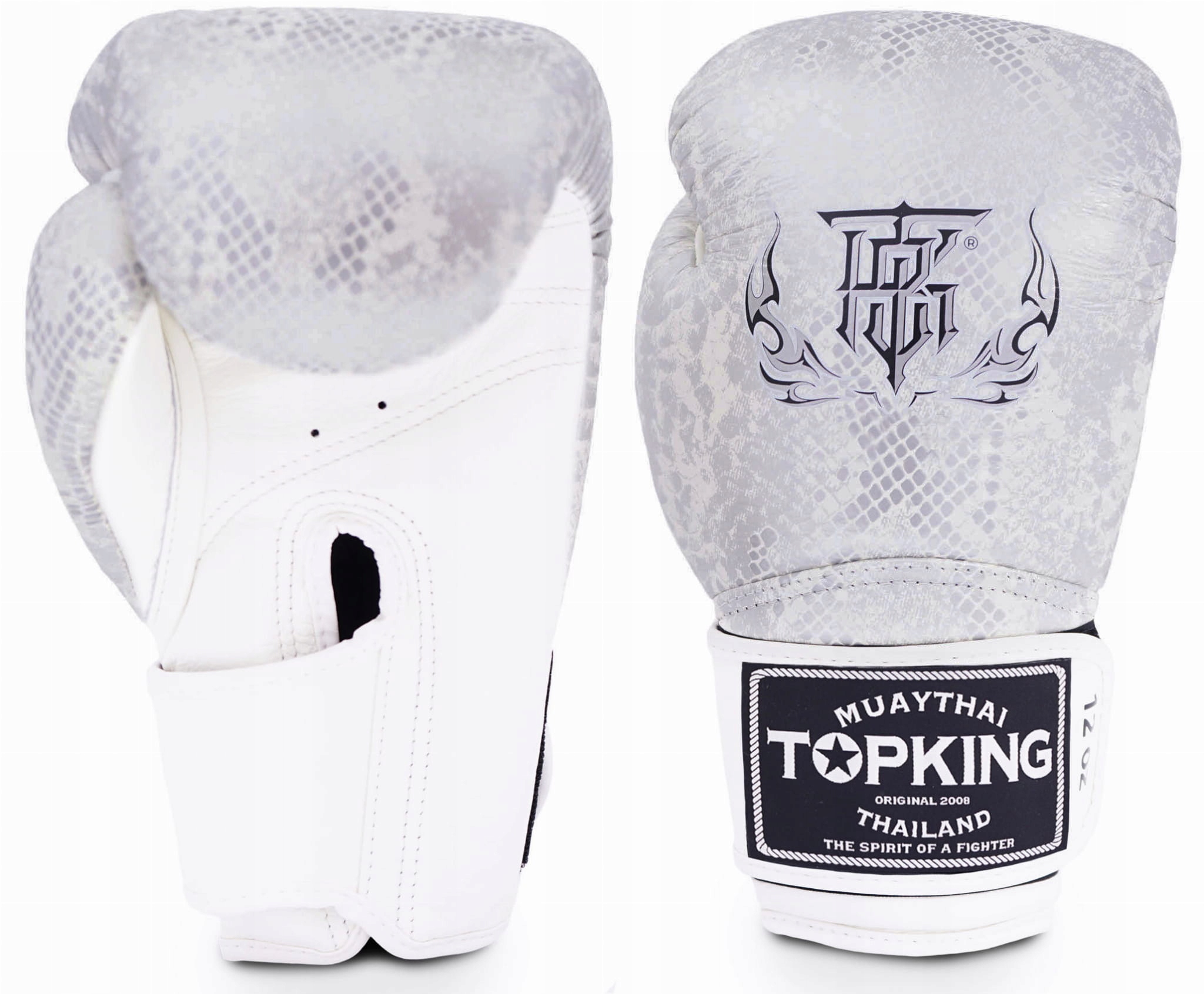 Boxerské Rukavice Top King TKBGSS-02 Snake" (bílá/stříbrná) 10oz