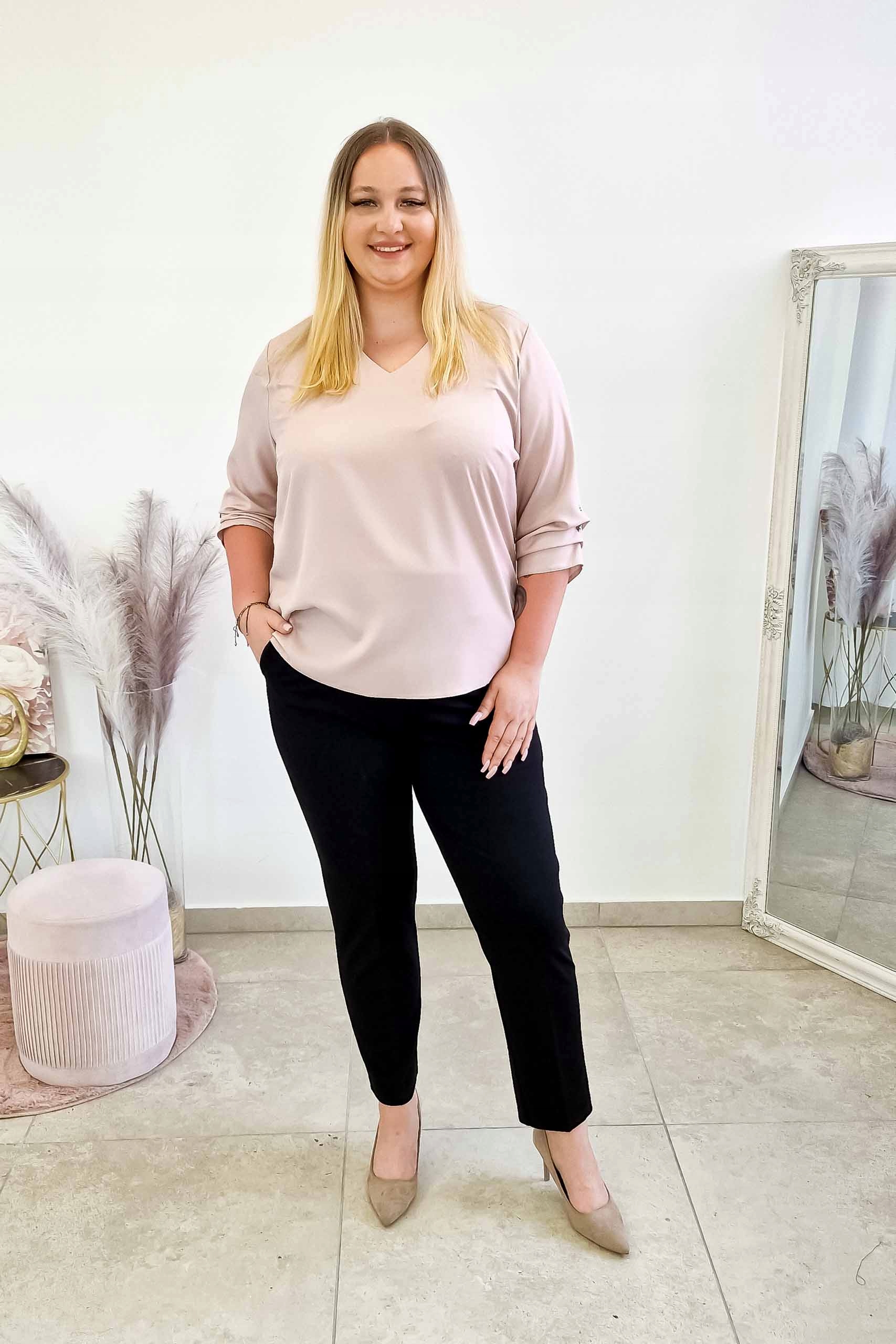 Špinavě růžová dámská halenka s 3/4 rukávem pro každodenní nošení 44