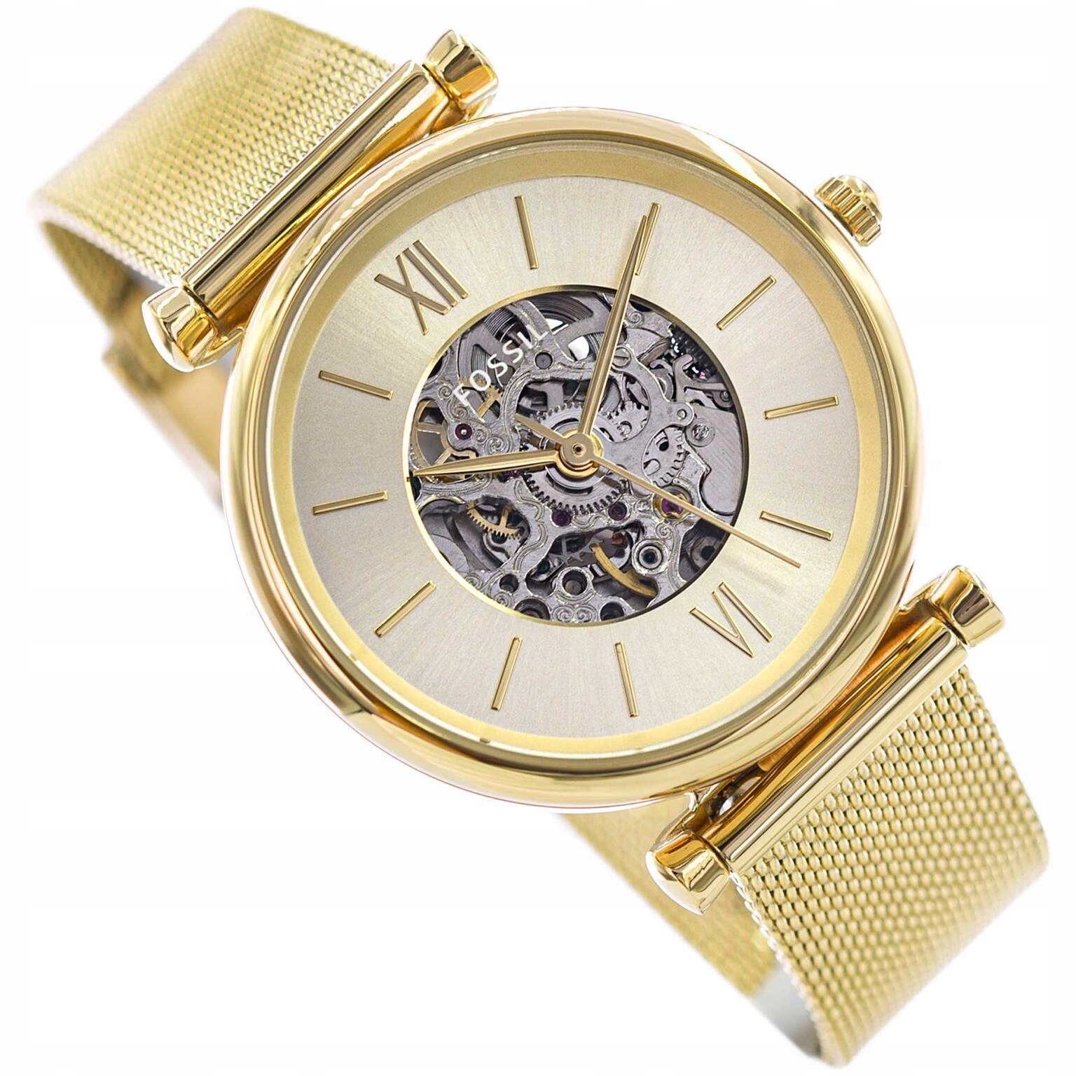 Dámské Hodinky Fossil ME3250 Carlie Automatické Zlaté Elegantní Otevřené Srdce