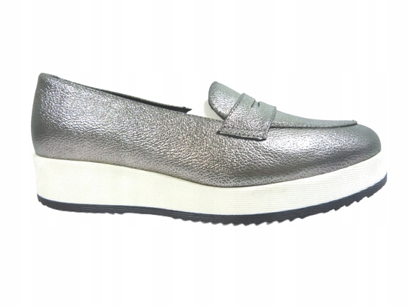 stříbrné polobotky dámské tenisky na platformě kožené sportovní boty Karino 39