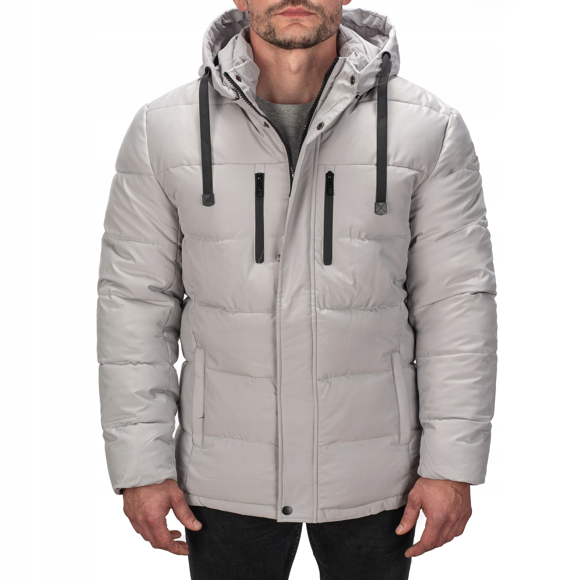 M5027-297 vel. M /50 Klasická Zimní Prošívaná Bunda S Kapucí , Zateplená