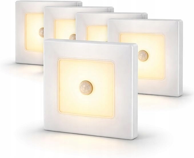 Adakat 5-balení Led schodišťových světel, senzor pohybu, teplá bílá barva 3000K